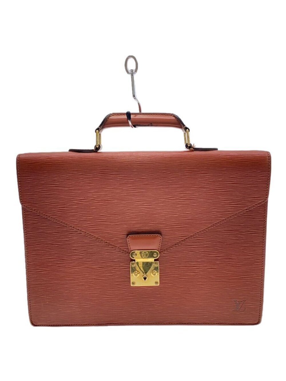 LOUIS VUITTON Serviette Ambassador Epi Brown Leather Handle inner pocket